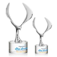 Maverick Eagle Full Color on Round Base Clear Animals Crystal Trophy - Patriotic and Government Awards 