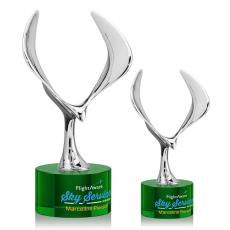 Maverick Eagle Full Color on Round Base Green Animals Crystal Trophy - Patriotic and Government Awards 