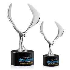 Maverick Eagle Full Color on Round Base Black Animals Crystal Trophy - Patriotic and Government Awards 