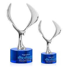 Maverick Eagle Full Color on Round Base Blue Animals Crystal Trophy - Patriotic and Government Awards 