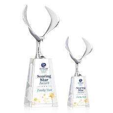 Maverick Eagle Full Color on Tall Base Clear Animals Crystal Trophy - Patriotic and Government Awards 