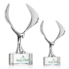 Maverick Eagle Full Color on Half Round Base Clear Animals Crystal Trophy - Patriotic and Government Awards 