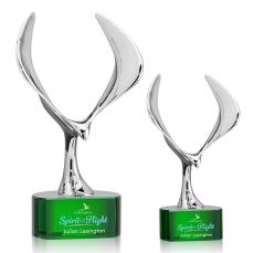 Maverick Eagle Full Color on Half Round Base Green Animals Crystal Trophy - Patriotic and Government Awards 