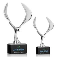 Maverick Eagle Full Color on Half Round Base Black Animals Crystal Trophy - Patriotic and Government Awards 