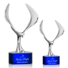 Maverick Eagle Full Color on Half Round Base Blue Animals Crystal Trophy - Patriotic and Government Awards 