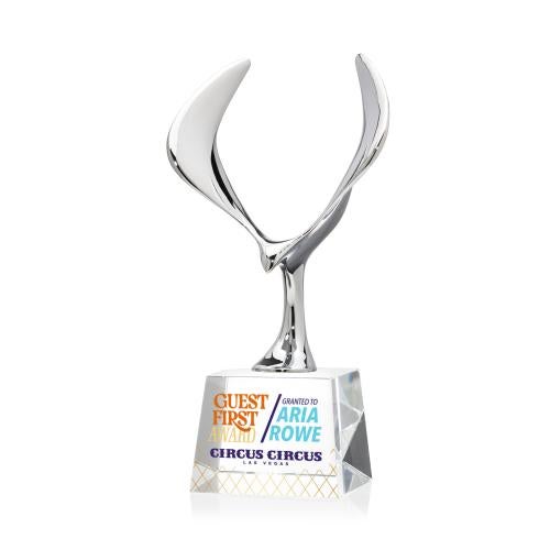 Awards and Plaques - Crystal Trophies - Maverick Eagle Full Color on Small Base Clear Animals Crystal Trophy