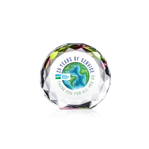 Awards and Plaques - Crystal Trophies - Milton Full Color Prismatic Circle Crystal Trophy