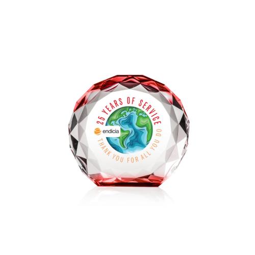 Awards and Plaques - Crystal Trophies - Milton Full Color Red Circle Crystal Trophy