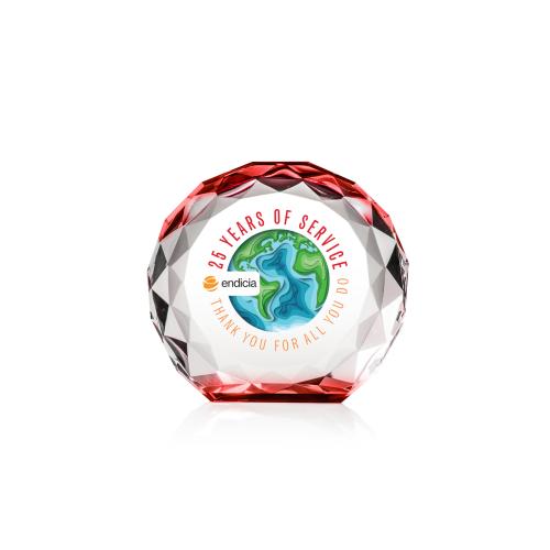 Awards and Plaques - Crystal Trophies - Milton Full Color Red Circle Crystal Trophy
