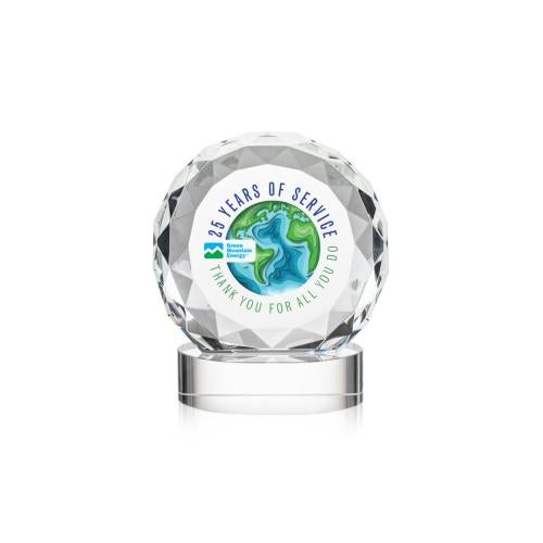 Awards and Plaques - Crystal Trophies - Milton Full Color on Alberton Base Clear Circle Crystal Trophy
