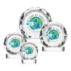 Milton Full Color on Alberton Base Clear Circle Crystal Trophy - Custom Trophies