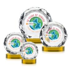 Milton Full Color on Alberton Base Gold Circle Crystal Trophy - Crystal Trophies