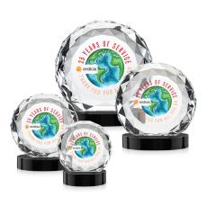 Milton Full Color on Alberton Base Black Circle Crystal Trophy - Custom Trophies