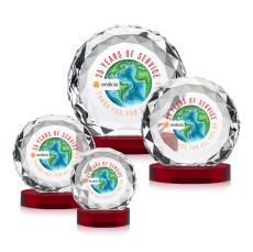 Milton Full Color on Alberton Base Red Circle Crystal Trophy - Crystal Trophies