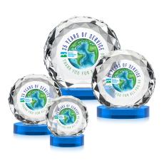 Milton Full Color on Alberton Base Sky Blue Circle Crystal Trophy - Crystal Trophies