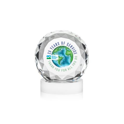 Awards and Plaques - Crystal Trophies - Milton Full Color on Alberton Base Fagan Circle Crystal Trophy