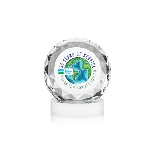 Awards and Plaques - Crystal Trophies - Milton Full Color on Alberton Base Fagan Circle Crystal Trophy