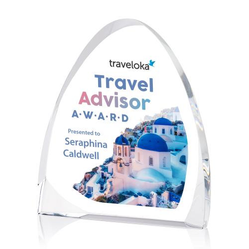 Awards and Plaques - Crystal Trophies - Blevins Peak Full Color Peaks Crystal Trophy