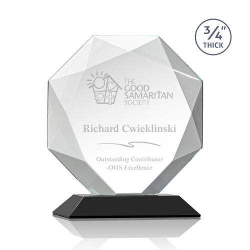 Awards and Plaques - Crystal Trophies - Gregory Black Polygon Crystal Trophy