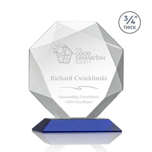 Awards and Plaques - Crystal Trophies - Gregory Blue Polygon Crystal Trophy