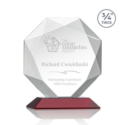 Awards and Plaques - Crystal Trophies - Gregory Red Polygon Crystal Trophy