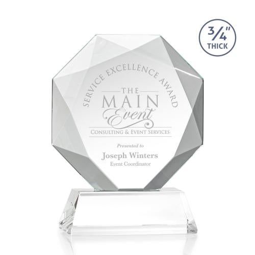 Awards and Plaques - Crystal Trophies - Gregory on Helton Base Starfire Polygon Crystal Trophy