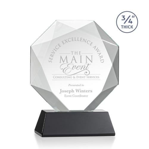 Awards and Plaques - Crystal Trophies - Gregory on Helton Base Black Polygon Crystal Trophy