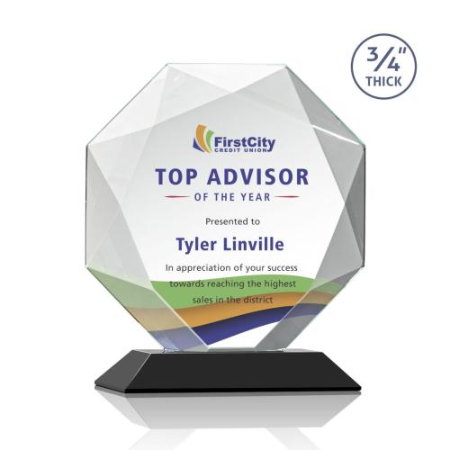 Awards and Plaques - Crystal Trophies - Gregory Full Color Black Polygon Crystal Trophy