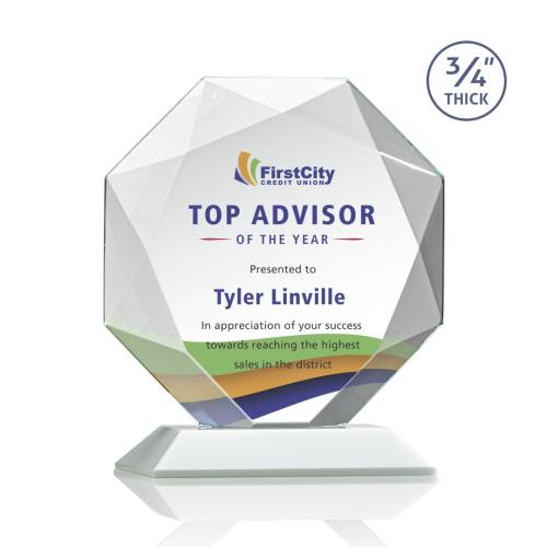 Awards and Plaques - Crystal Trophies - Gregory Full Color Fagan Polygon Crystal Trophy