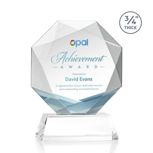 Awards and Plaques - Crystal Trophies - Gregory Full Color on Helton Base Starfire Polygon Crystal Trophy