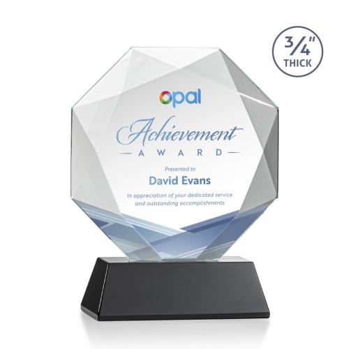 Awards and Plaques - Crystal Trophies - Gregory Full Color on Helton Base Black Polygon Crystal Trophy
