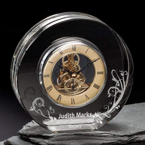 Awards and Plaques - Crystal Trophies - New Schuster Clock - Gold