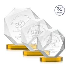 Gregory on Alberton Base Amber Polygon Crystal Trophy - Crystal Trophies