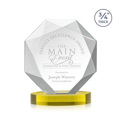 Awards and Plaques - Crystal Trophies - Gregory on Alberton Base Gold Polygon Crystal Trophy