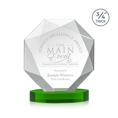 Awards and Plaques - Crystal Trophies - Gregory on Alberton Base Green Polygon Crystal Trophy