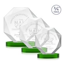 Gregory on Alberton Base Green Polygon Crystal Trophy - Crystal Trophies