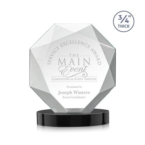 Awards and Plaques - Crystal Trophies - Gregory on Alberton Base Black Polygon Crystal Trophy