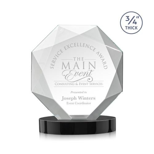 Awards and Plaques - Crystal Trophies - Gregory on Alberton Base Black Polygon Crystal Trophy