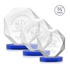 Gregory on Alberton Base Blue Polygon Crystal Trophy - Crystal Trophies