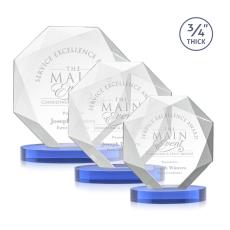 Gregory on Alberton Base Sky Blue Polygon Crystal Trophy - Crystal Trophies