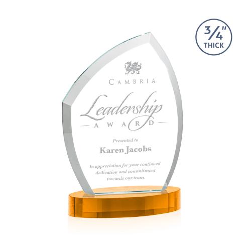 Awards and Plaques - Crystal Trophies - Wilco on Alberton Base Amber Peaks Crystal Trophy