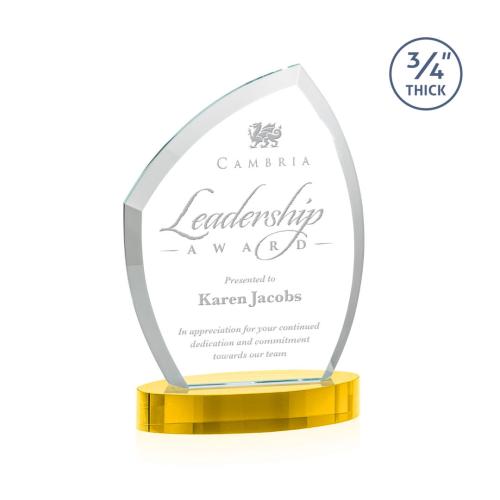 Awards and Plaques - Crystal Trophies - Wilco on Alberton Base Gold Unique Crystal Trophy