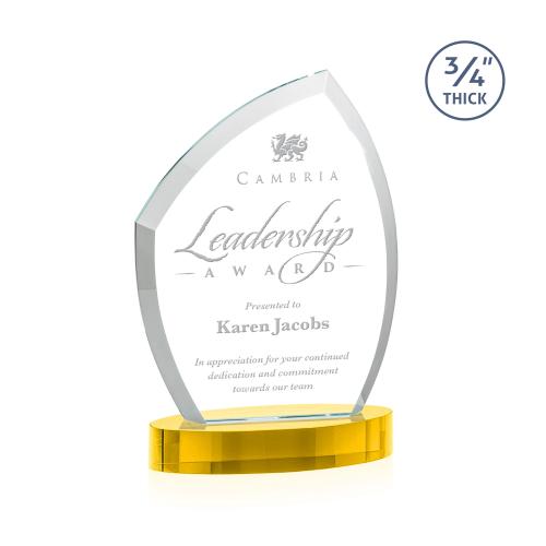 Awards and Plaques - Crystal Trophies - Wilco on Alberton Base Gold Peaks Crystal Trophy