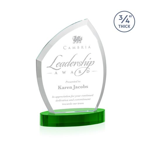 Awards and Plaques - Crystal Trophies - Wilco on Alberton Base Green Peaks Crystal Trophy