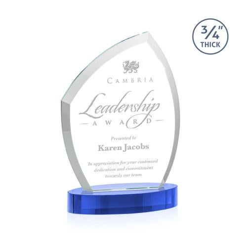 Awards and Plaques - Crystal Trophies - Wilco on Alberton Base Sky Blue Unique Crystal Trophy