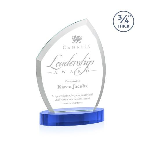 Awards and Plaques - Crystal Trophies - Wilco on Alberton Base Sky Blue Unique Crystal Trophy