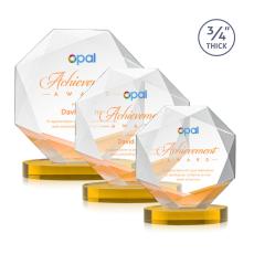 Gregory Full Color on Alberton Base Amber Polygon Crystal Trophy - Crystal Trophies