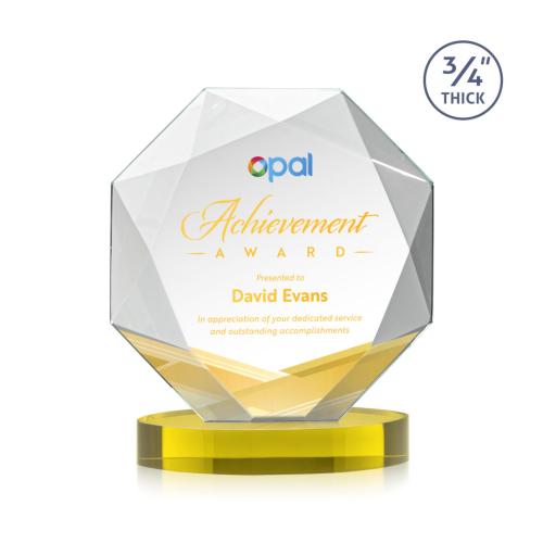 Awards and Plaques - Crystal Trophies - Gregory Full Color on Alberton Base Gold Polygon Crystal Trophy