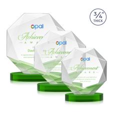 Gregory Full Color on Alberton Base Green Polygon Crystal Trophy - Custom Trophies