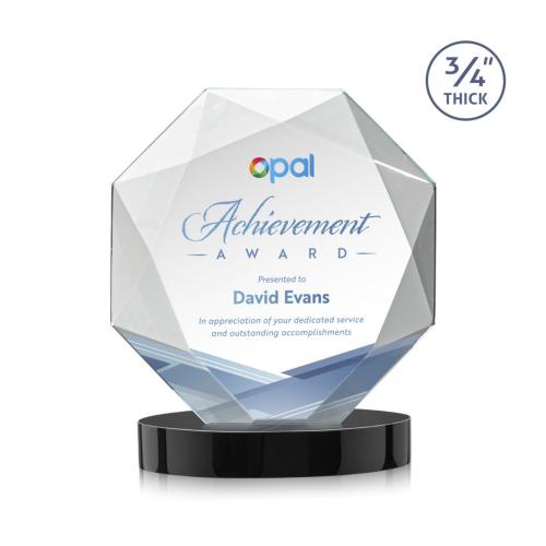 Awards and Plaques - Crystal Trophies - Gregory Full Color on Alberton Base Black Polygon Crystal Trophy